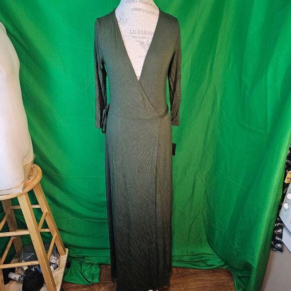NWT Lulu's Womens Olive‎ Green Wrap Maxi Dress Large - Picture 1 of 5